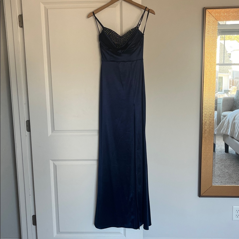 Euro Summer Navy silk diamonds dress. Size 1